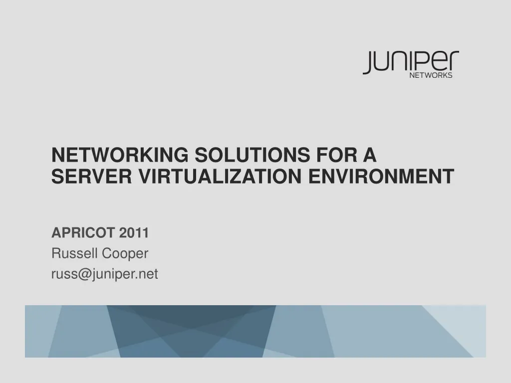 networking solutions for a server virtualization environment n.