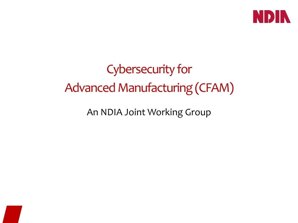 cybersecurity for advanced manufacturing cfam n.