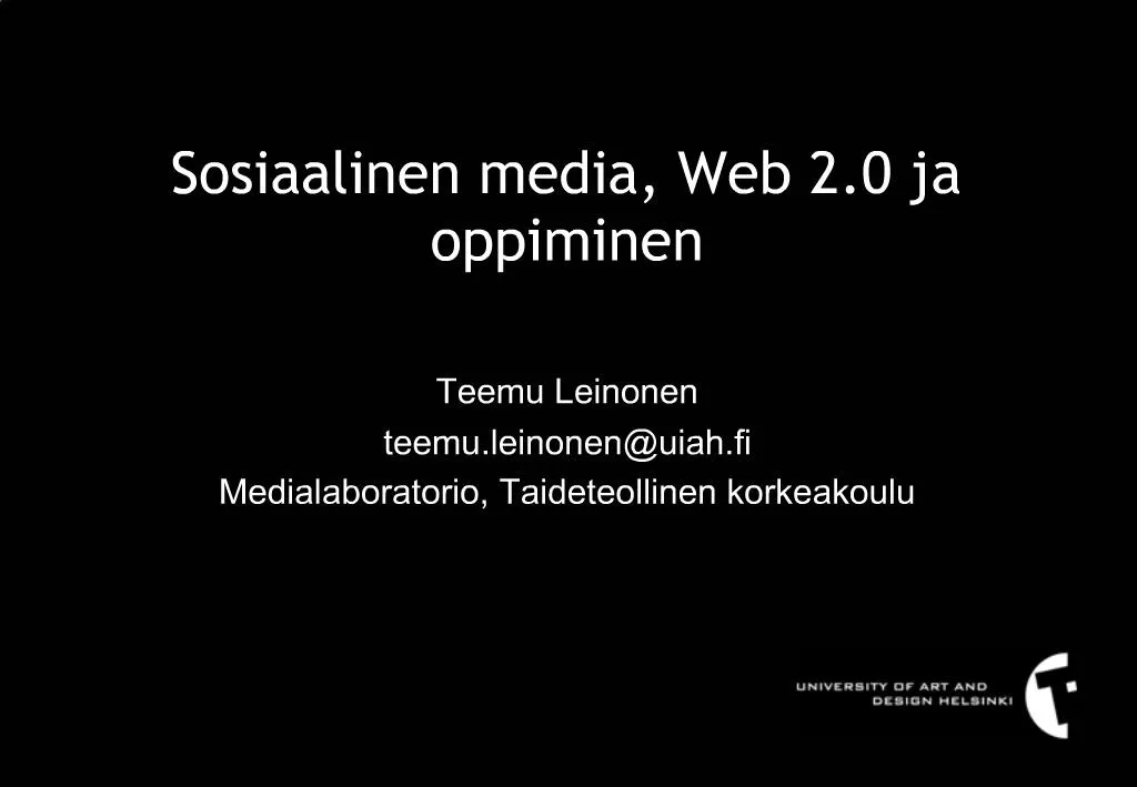 PPT - Sosiaalinen Media, Web 2.0 Ja Oppiminen PowerPoint Presentation ...