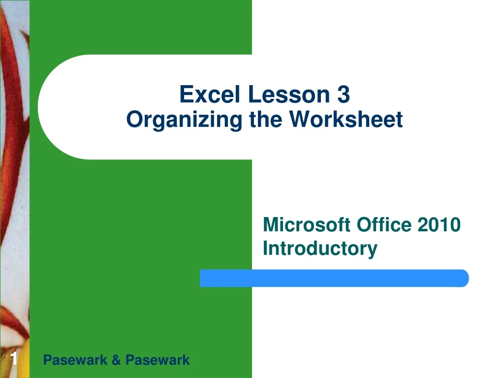 excel lesson 3 organizing the worksheet n.