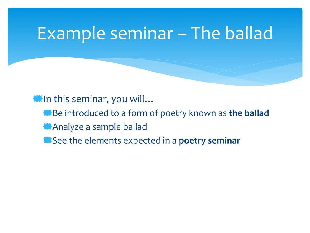 example seminar the ballad n.