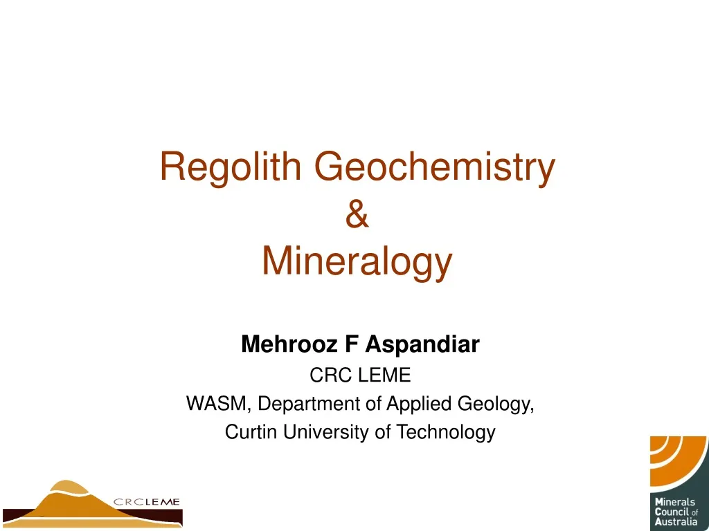 regolith geochemistry mineralogy n.