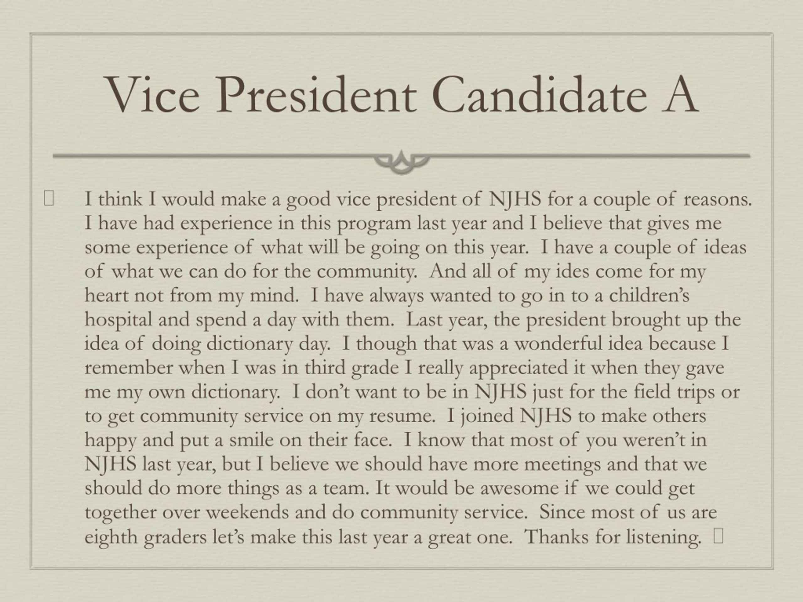 how to write a good vice president speech