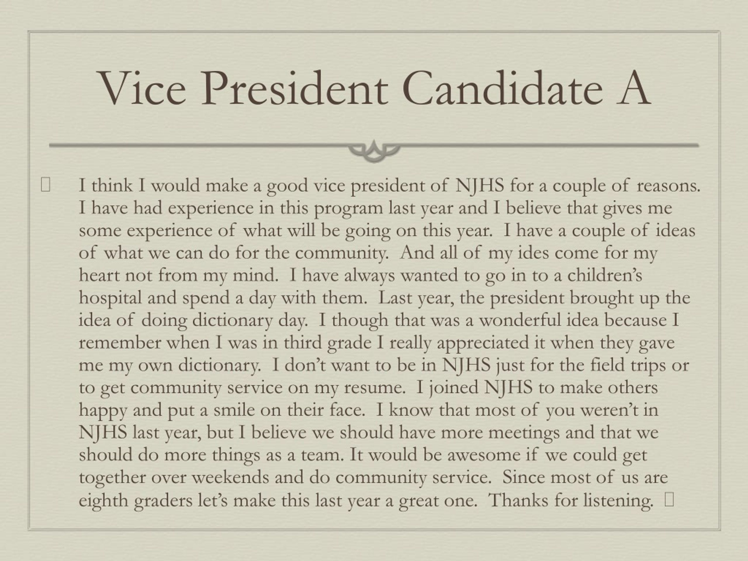 njhs president essay