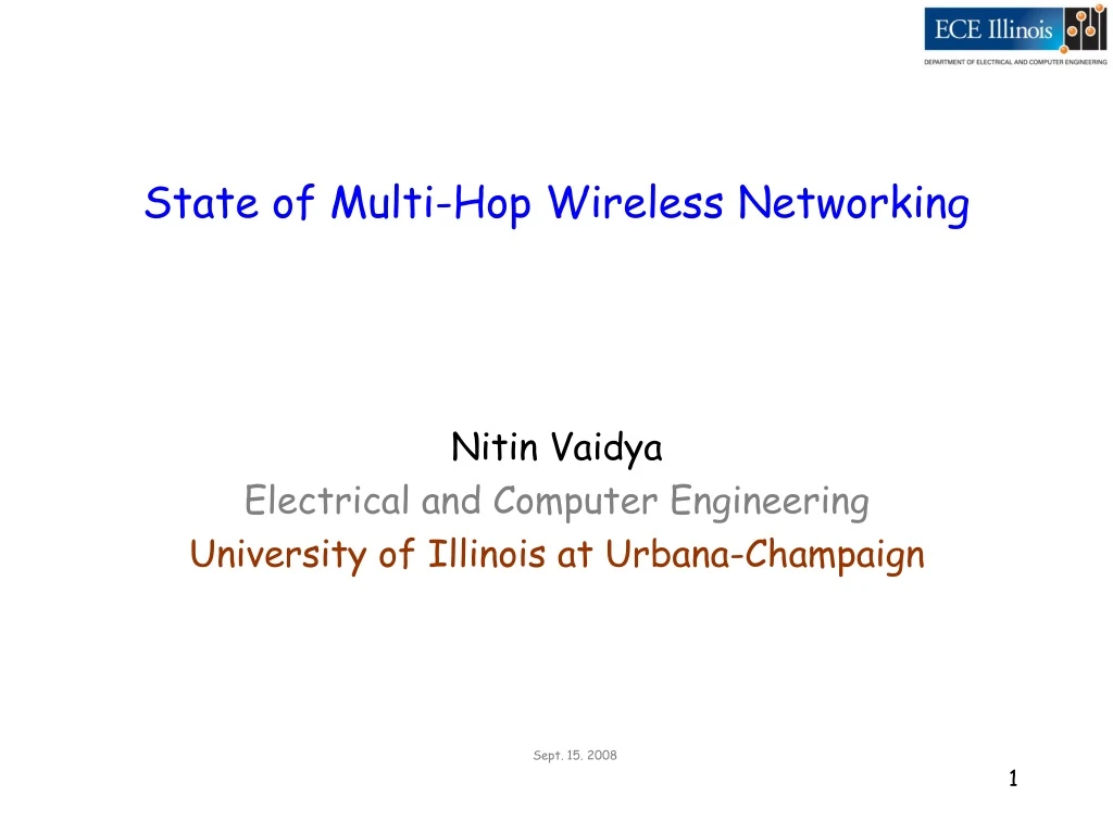 state of multi hop wireless networking n.