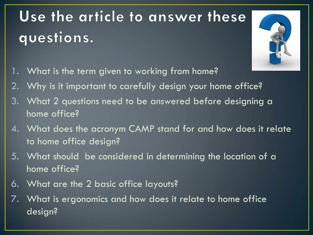 use the article to answer these questions n.