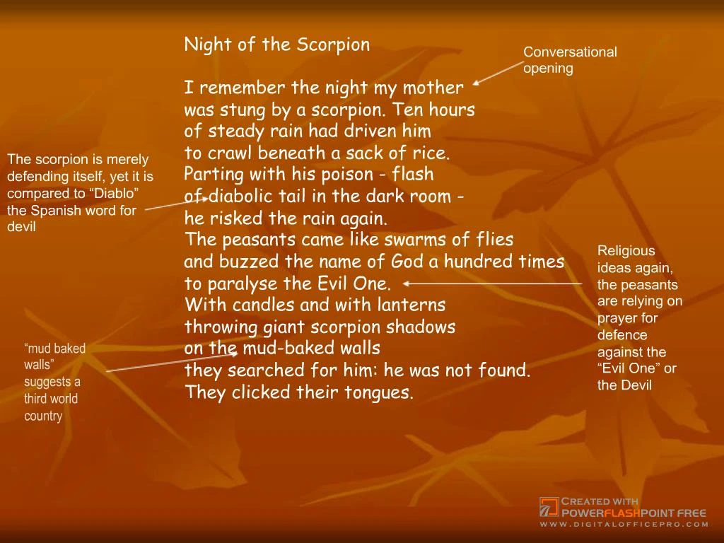 Who Were The Main Character In The Poem Night Of The Scorpion at Brian ...