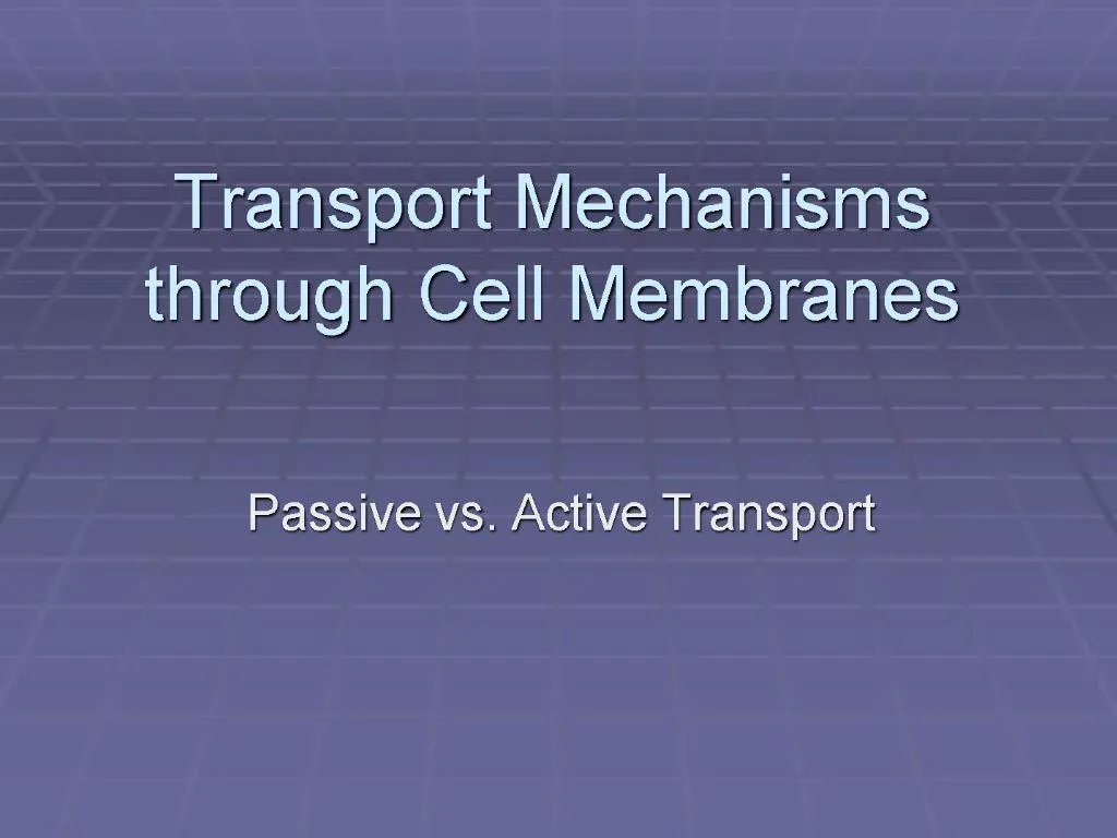 PPT - Transport Mechanisms through Cell Membranes PowerPoint ...