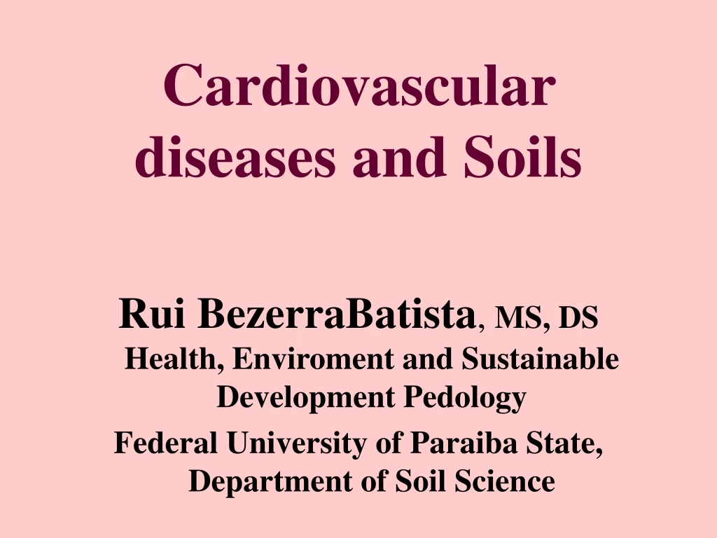 cardiovascular diseases and soils n.
