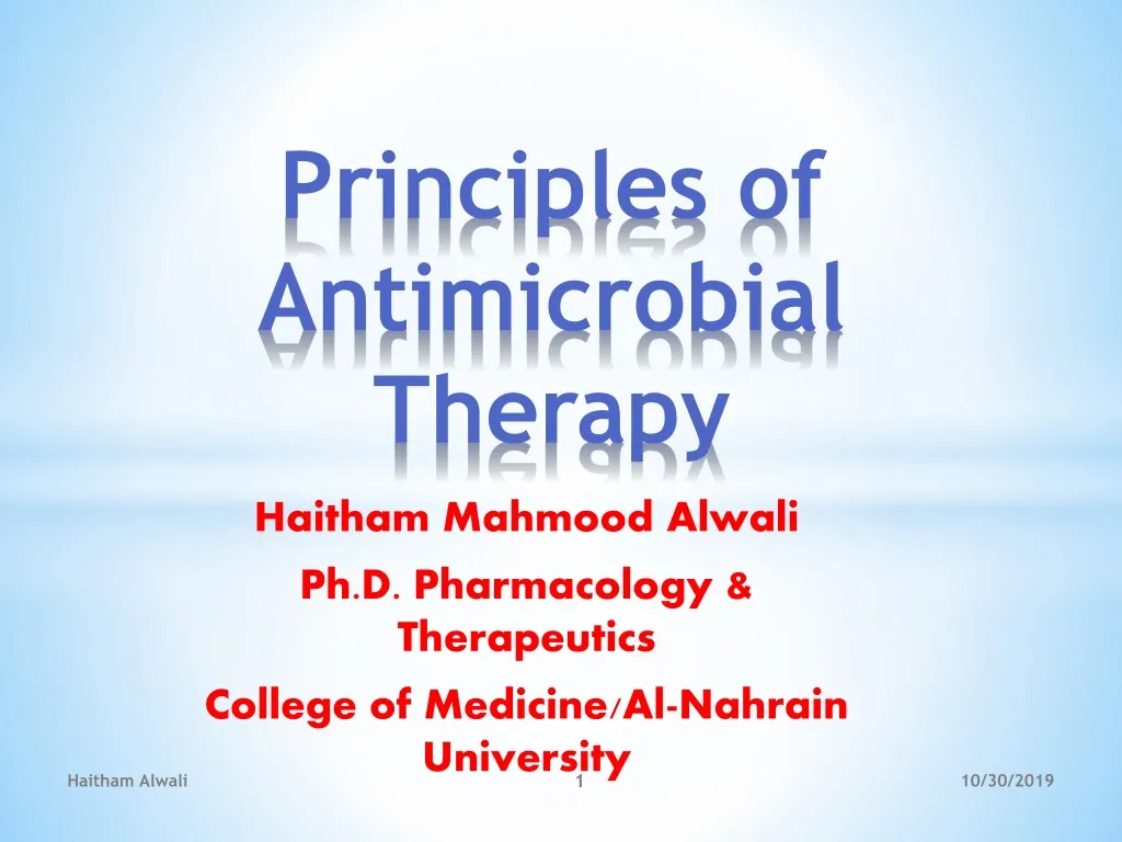 PPT - Principles Of Antimicrobial Therapy PowerPoint Presentation, Free ...