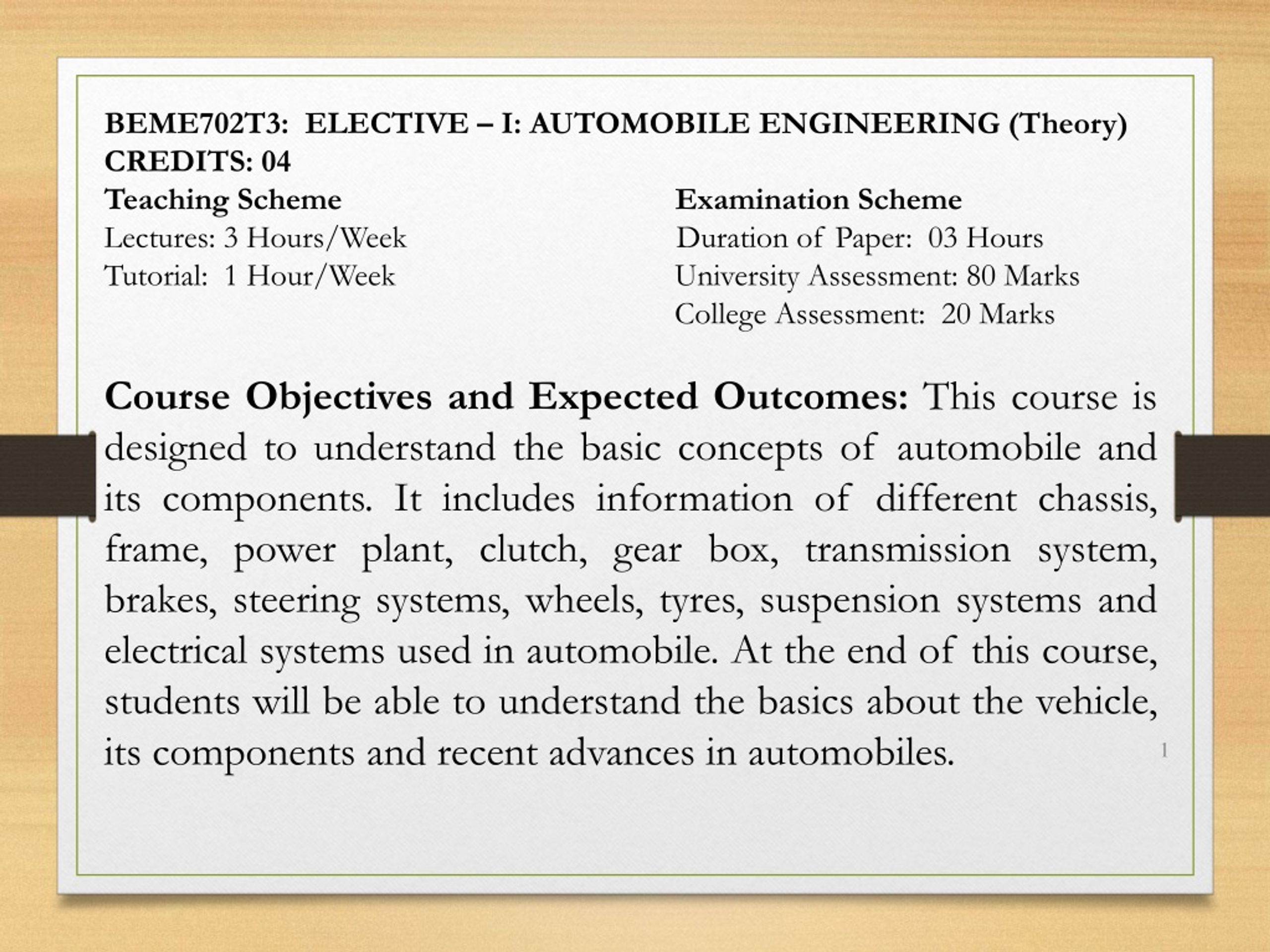 automobile engineering theory
