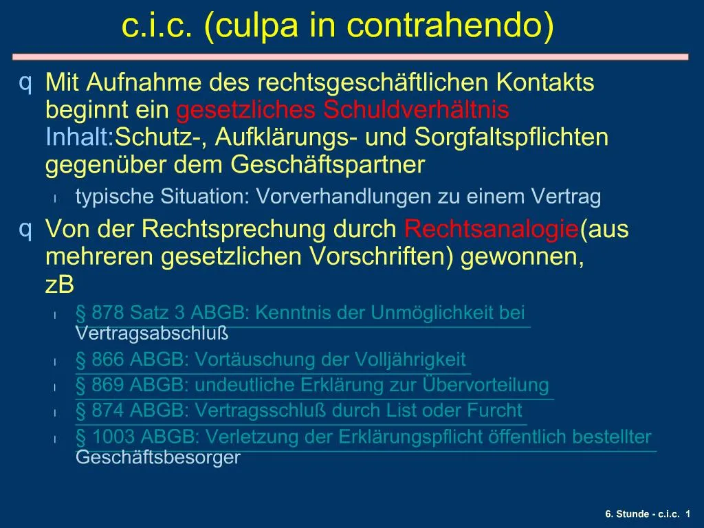 Culpa In Contrahendo Beispiel PPT - C.i.c. culpa in contrahendo PowerPoint Presentation, free