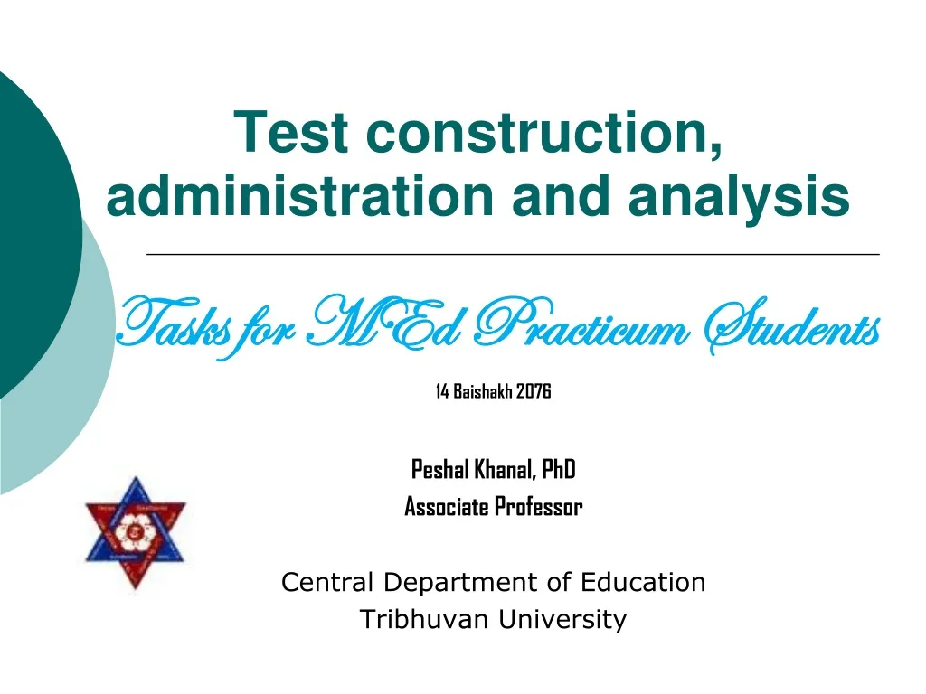 test construction administration and analysis n.