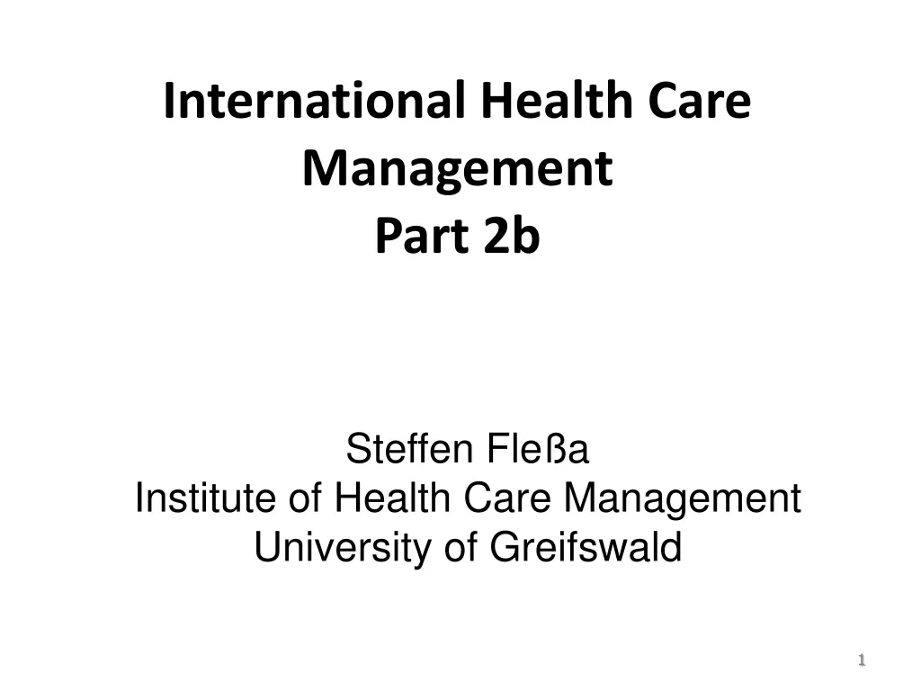 international health care management part 2b n.