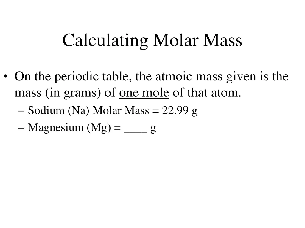 calculating molar mass n.
