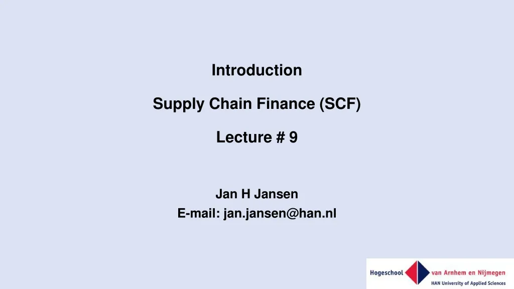 introduction supply chain finance scf lecture 9 n.