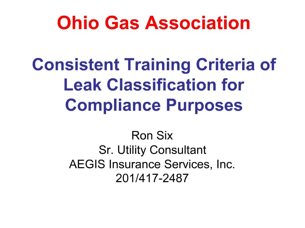 PPT Ohio Gas Association Consistent Training Criteria of Leak