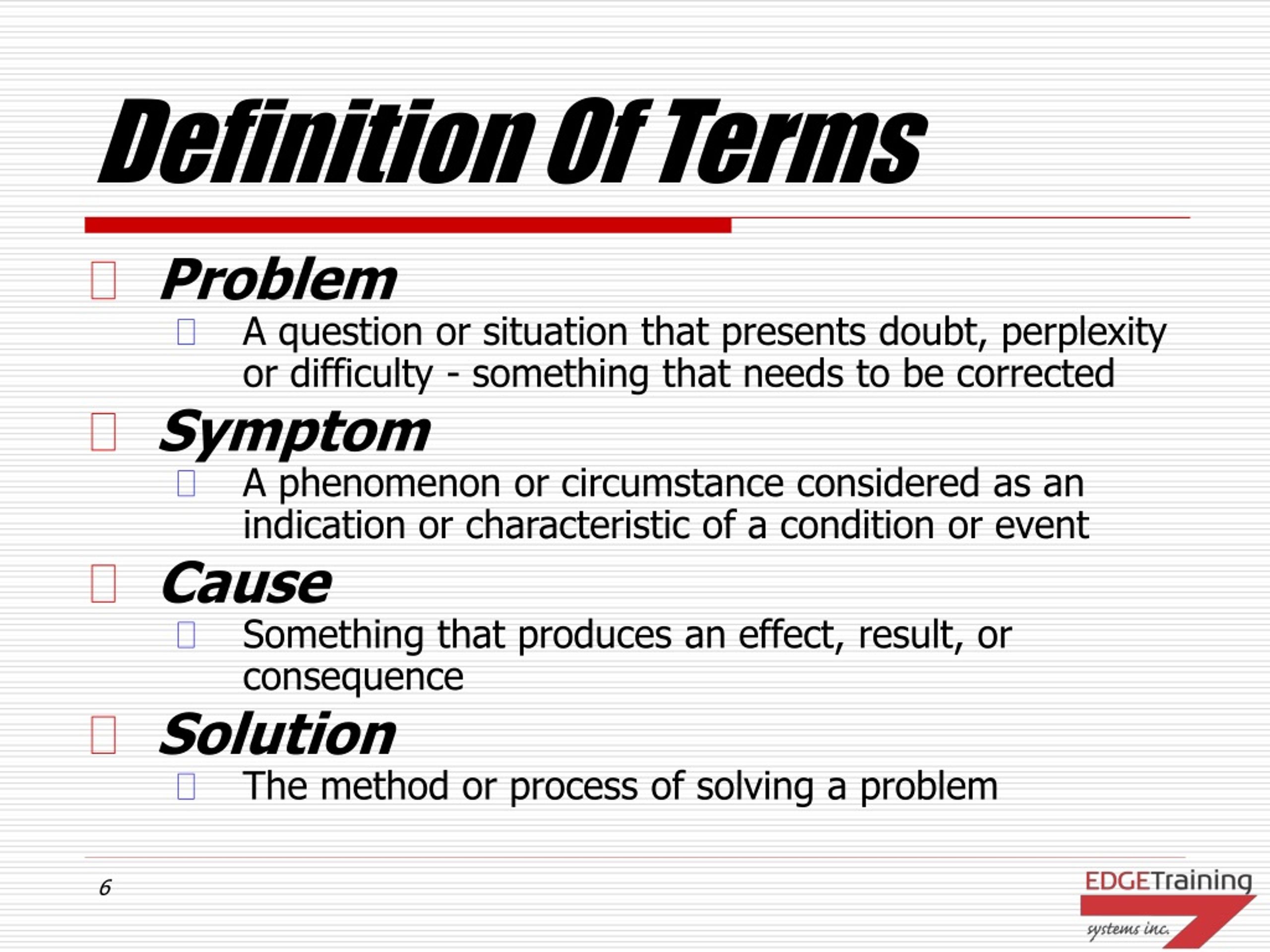 definition of terms problem solving