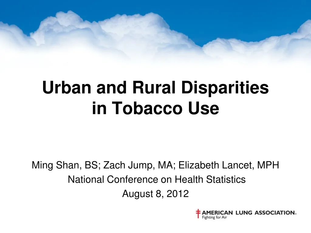 urban and rural disparities in tobacco use n.