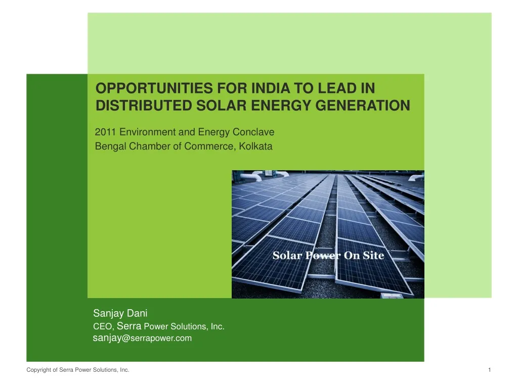 opportunities for india to lead in distributed solar energy generation n.