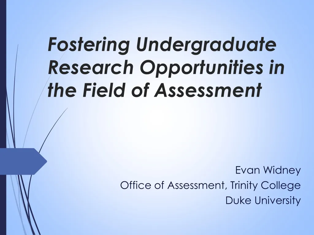 fostering undergraduate research opportunities in the field of assessment n.