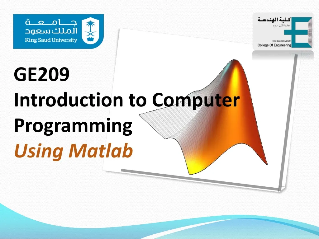 ge209 introduction to computer programming using matlab n.