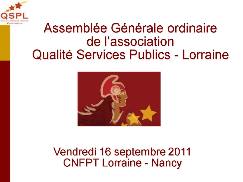 PPT - Assembl E G N Rale Ordinaire De L Association Qualit Services ...