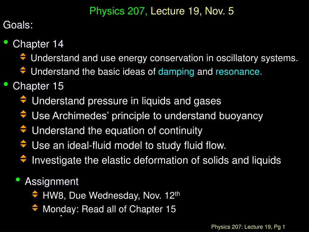 physics 207 lecture 19 nov 5 n.
