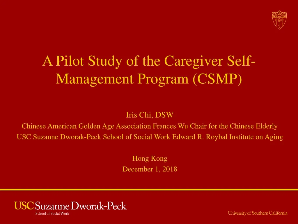 a pilot study of the caregiver self management n.