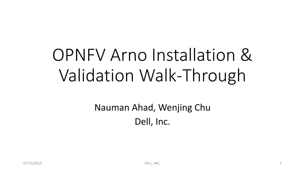 opnfv arno installation validation walk through n.
