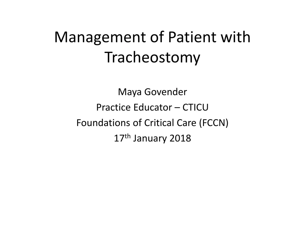 management of patient with tracheostomy n.