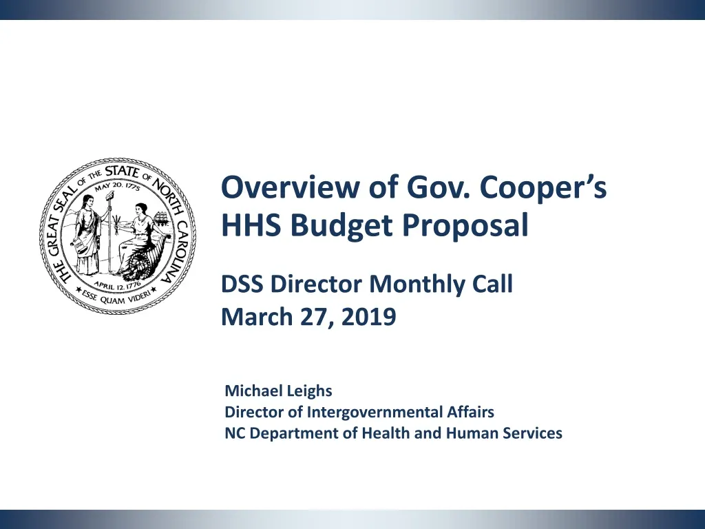 PPT Overview of Gov. Cooper’s HHS Budget Proposal PowerPoint