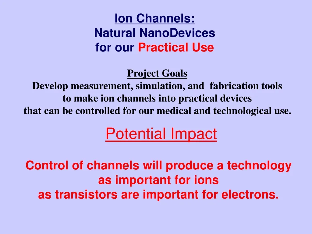 ion channels natural nanodevices for our practical use n.