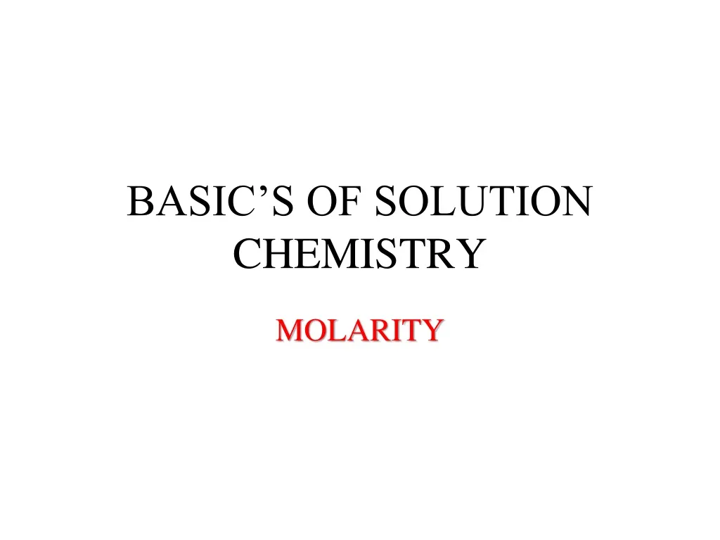 basic s of solution chemistry n.