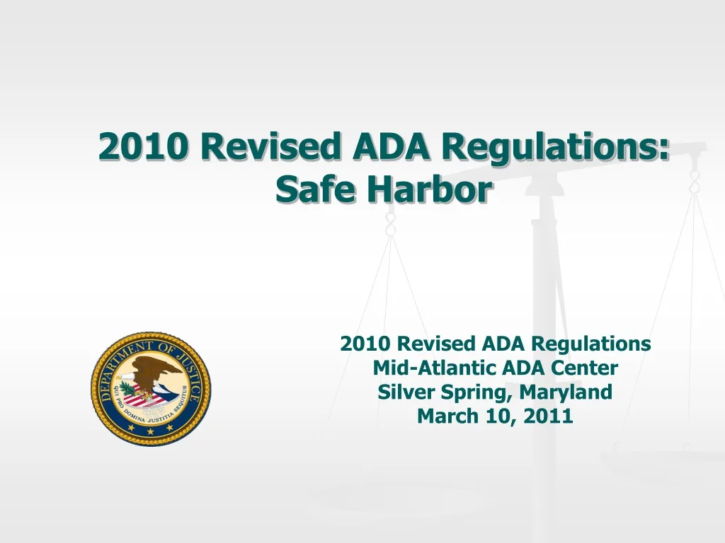 2010 revised ada regulations safe harbor n.