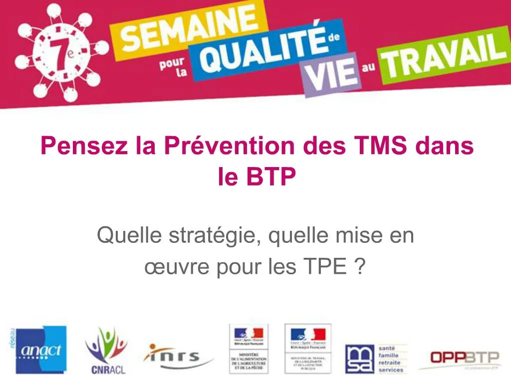 Ppt Pensez La Pr Vention Des Tms Dans Le Btp Powerpoint Presentation Id