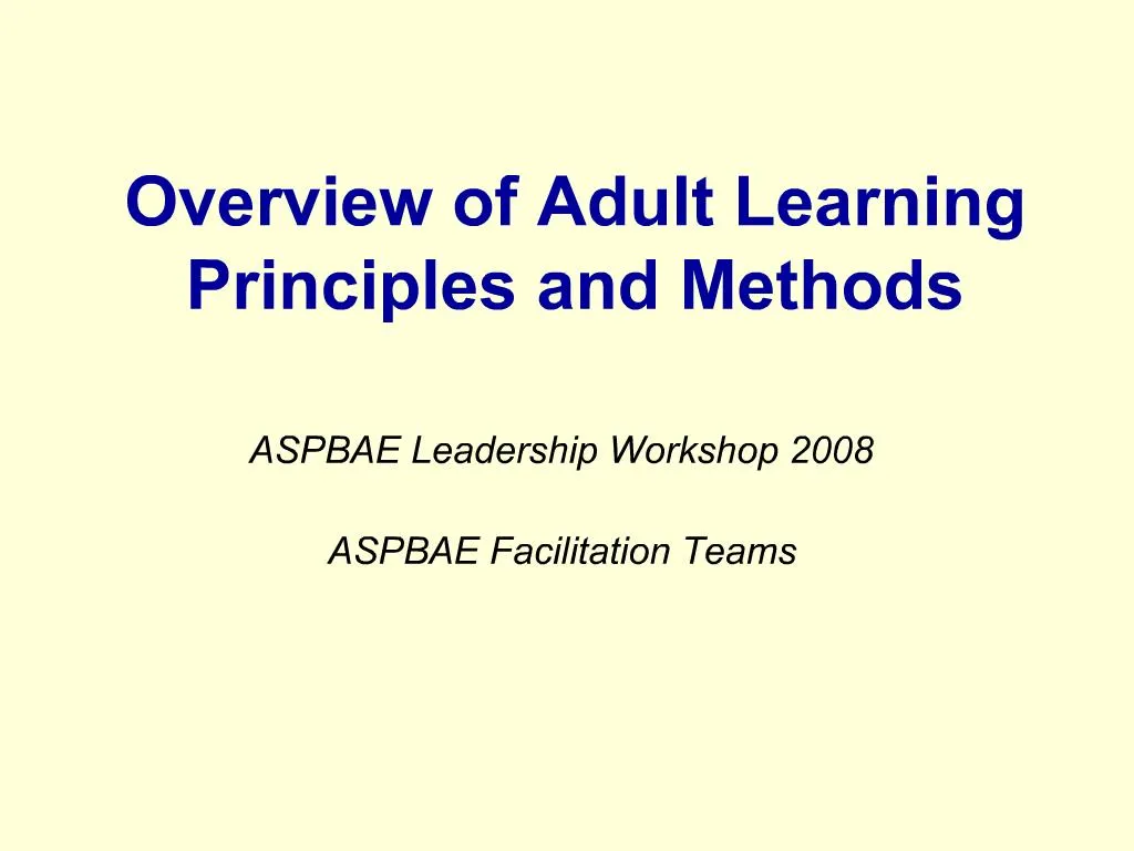 PPT Overview Of Adult Learning Principles And Methods PowerPoint   Slide1 N 