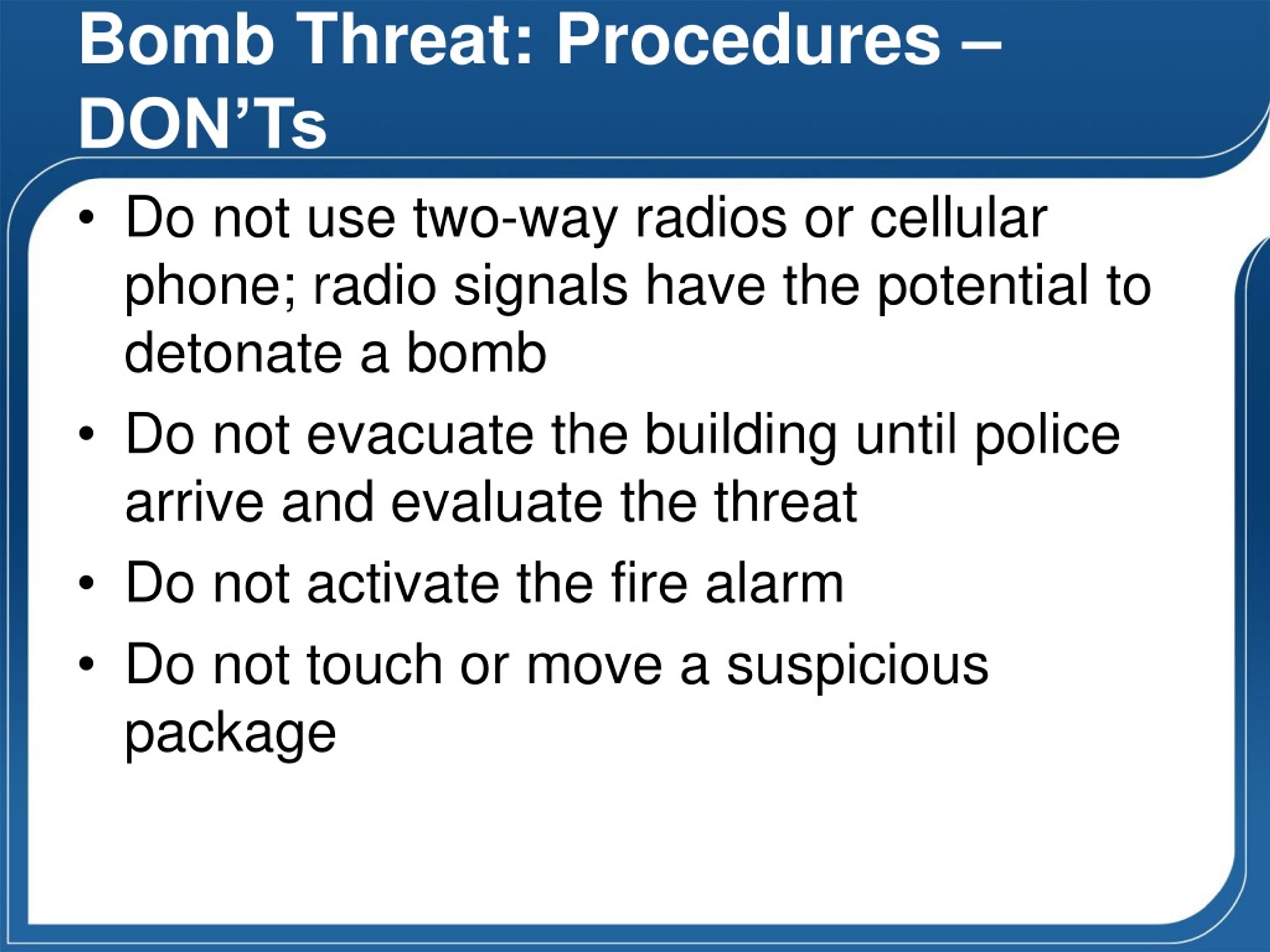 suspicious package training ppt