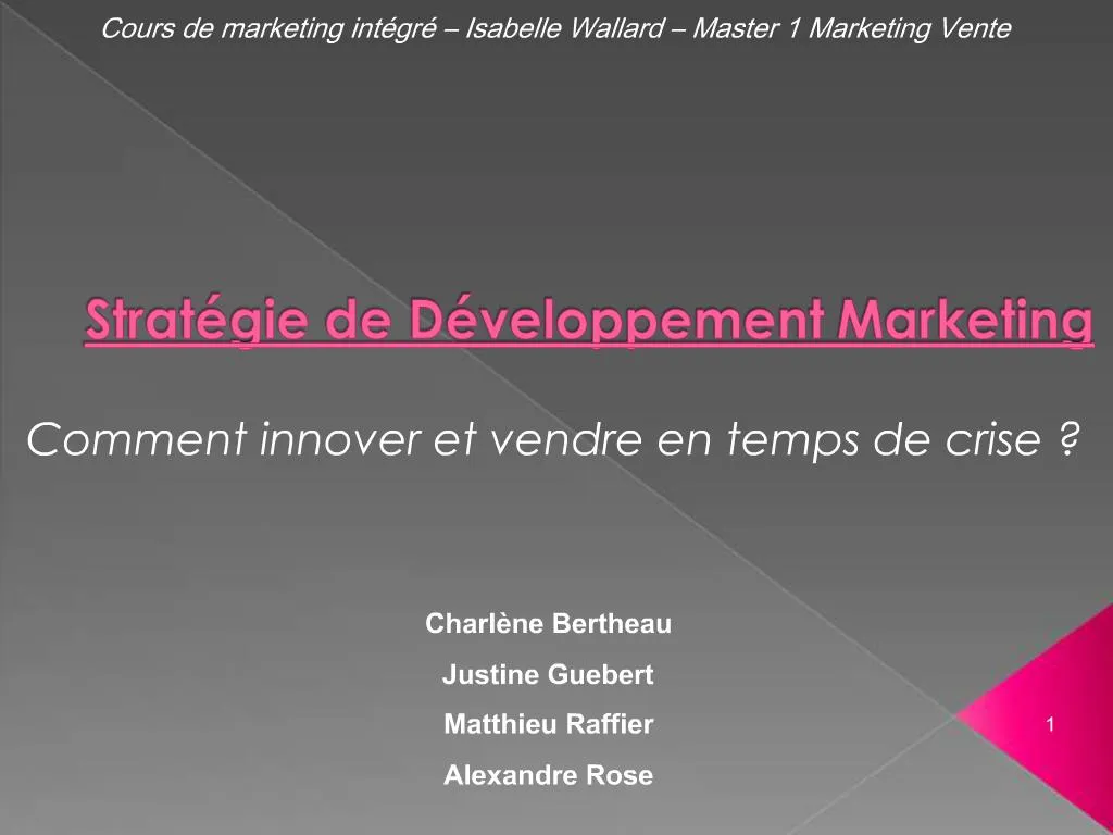 PPT - Strat Gie De D Veloppement Marketing PowerPoint Presentation ...