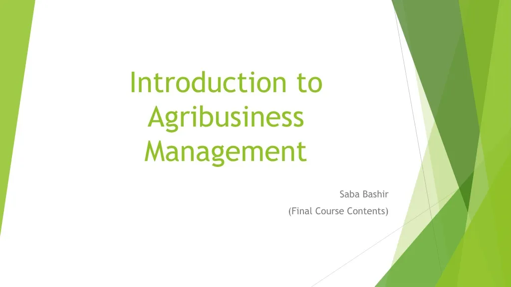 PPT Introduction to Agribusiness Management PowerPoint Presentation