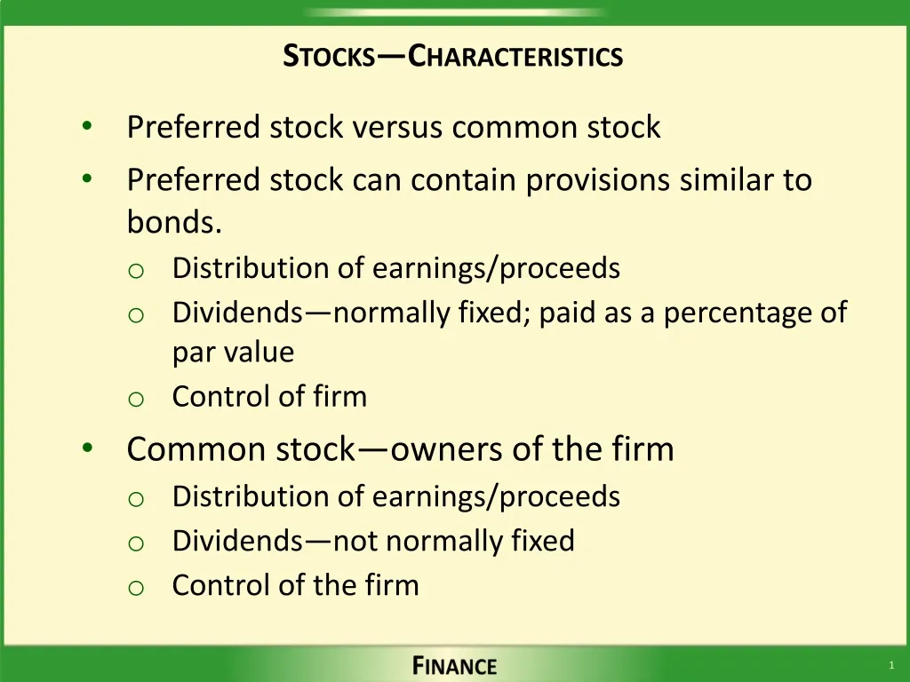 stocks characteristics n.