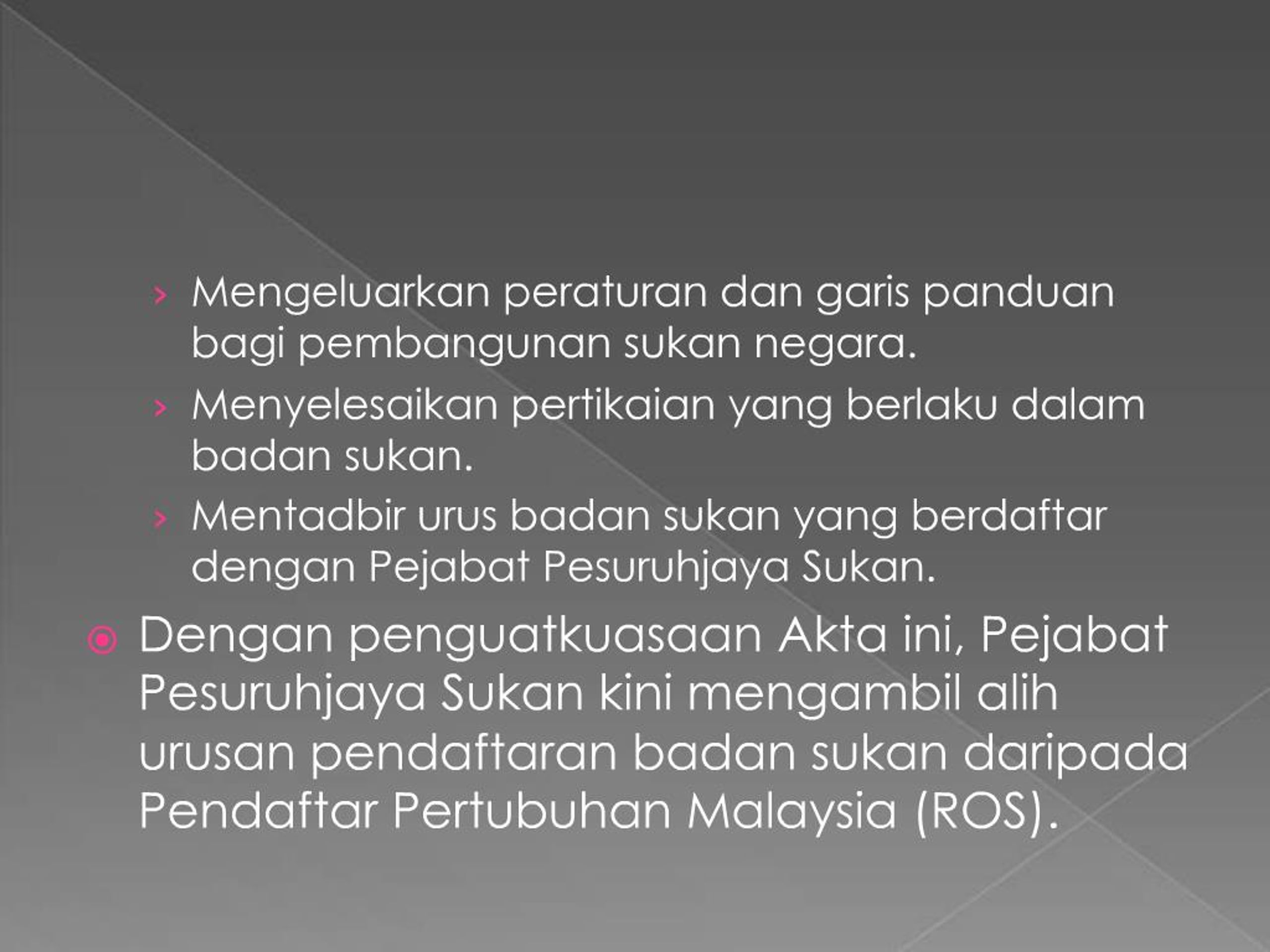 PPT - Pejabat Pesuruhjaya Sukan Malaysia PowerPoint Presentation 