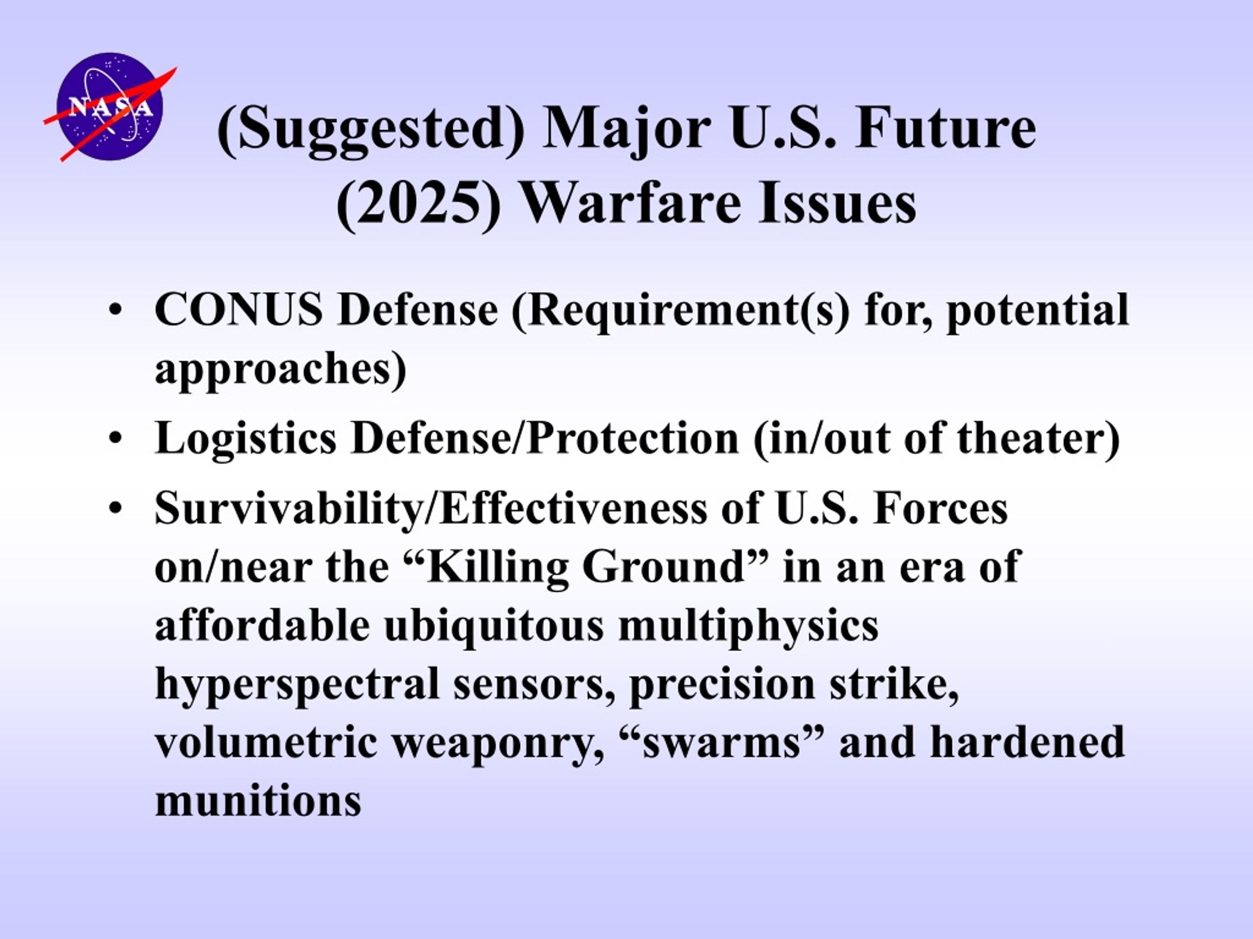 PPT Future Strategic Issues/Future Warfare [Circa 2025] PowerPoint