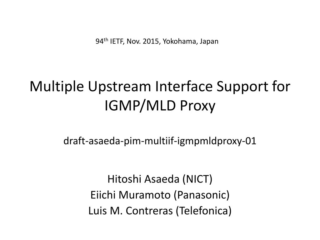 multiple upstream interface support for igmp mld proxy draft asaeda pim multiif igmpmldproxy 01 n.