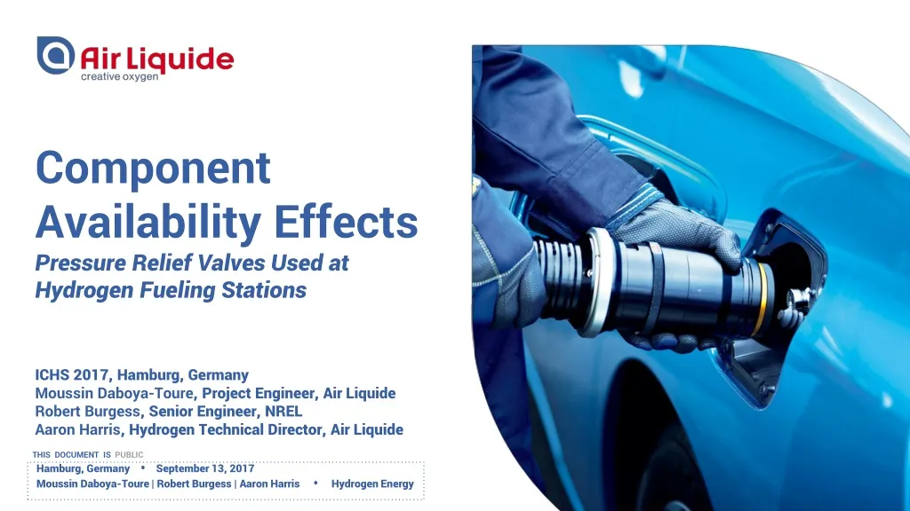 component availability effects pressure relief valves used at hydrogen fueling stations n.