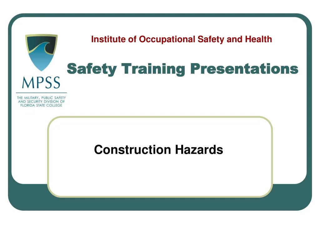 PPT Safety Training Presentations PowerPoint Presentation, free