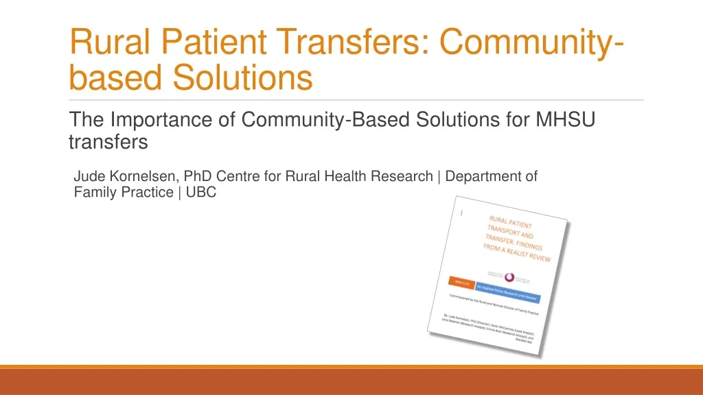 rural patient transfers community based solutions n.