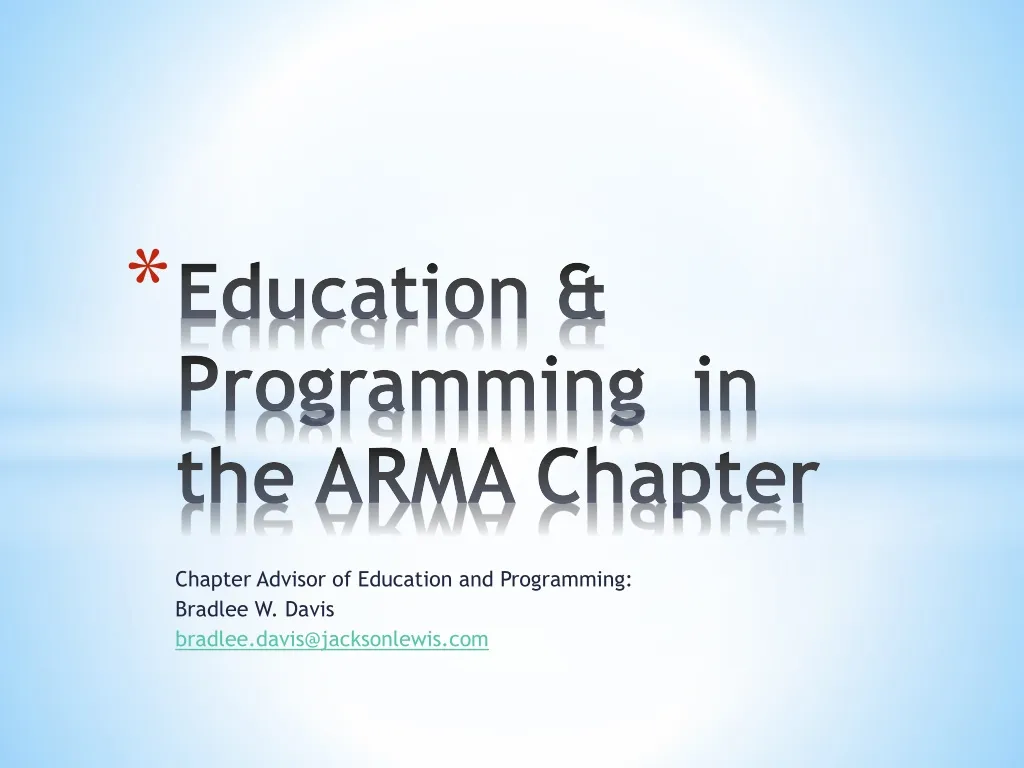 education programming in the arma chapter n.