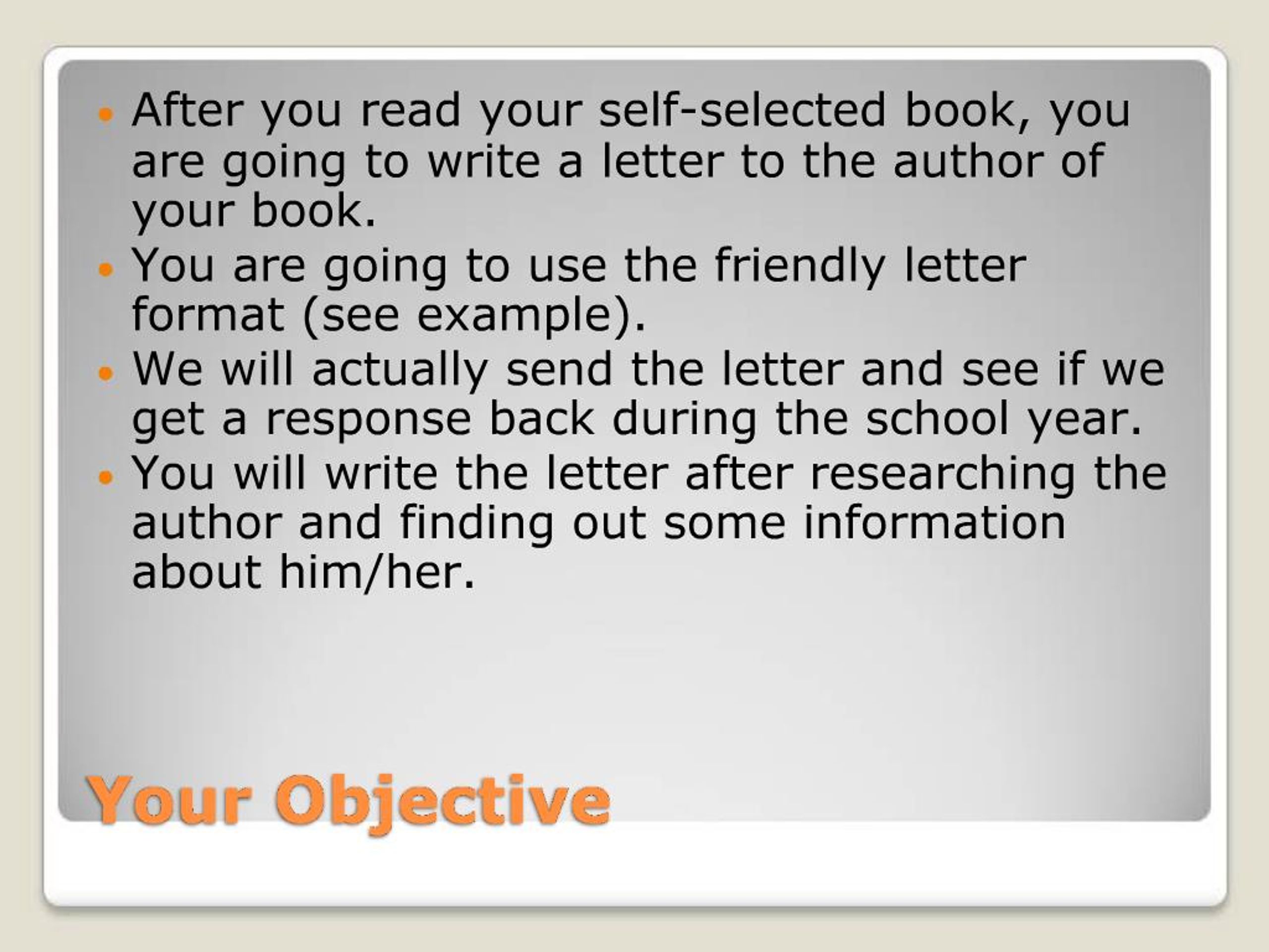 PPT - Write a Letter to the Author PowerPoint Presentation, free