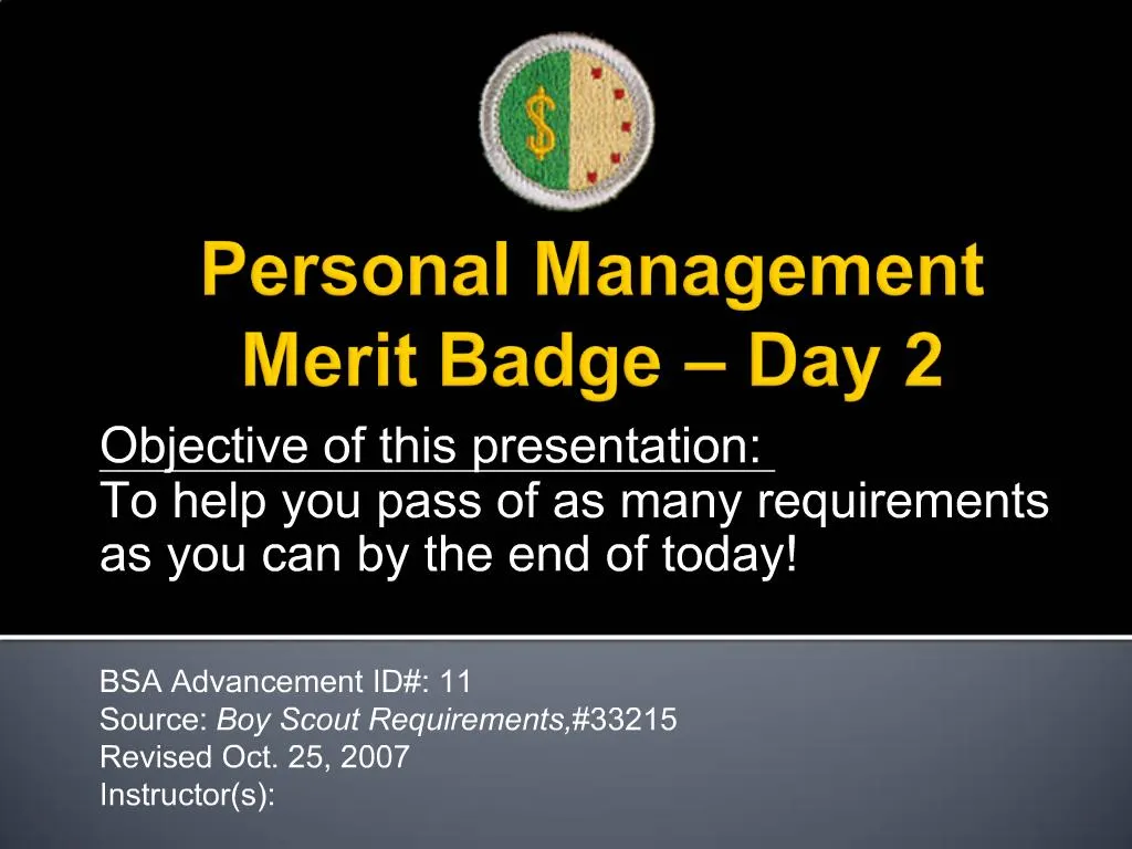 sample budget personal management merit badge